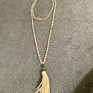 Knotted Tassel Double Wrap Necklace
